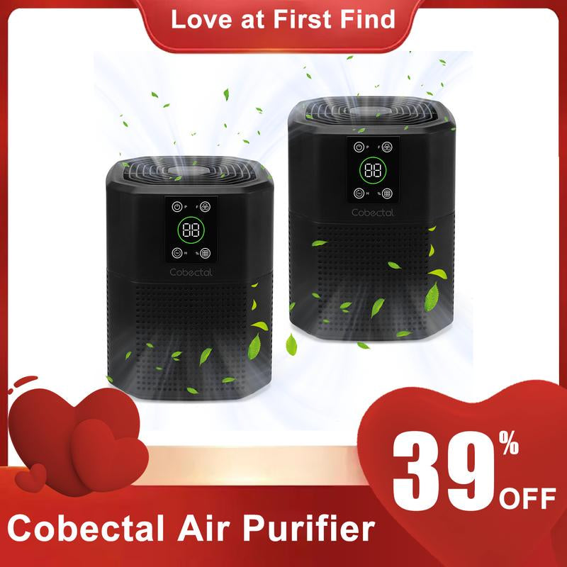 Cobectal Pureserene HEPA Air Purifier Kit (2-Pack), Medical Grade Filtration with H13 True HEPA Filter, Effective Indoor Air Purifier, Black, Activated Carbon Removes Odors, Secondhand Smoke, Germs