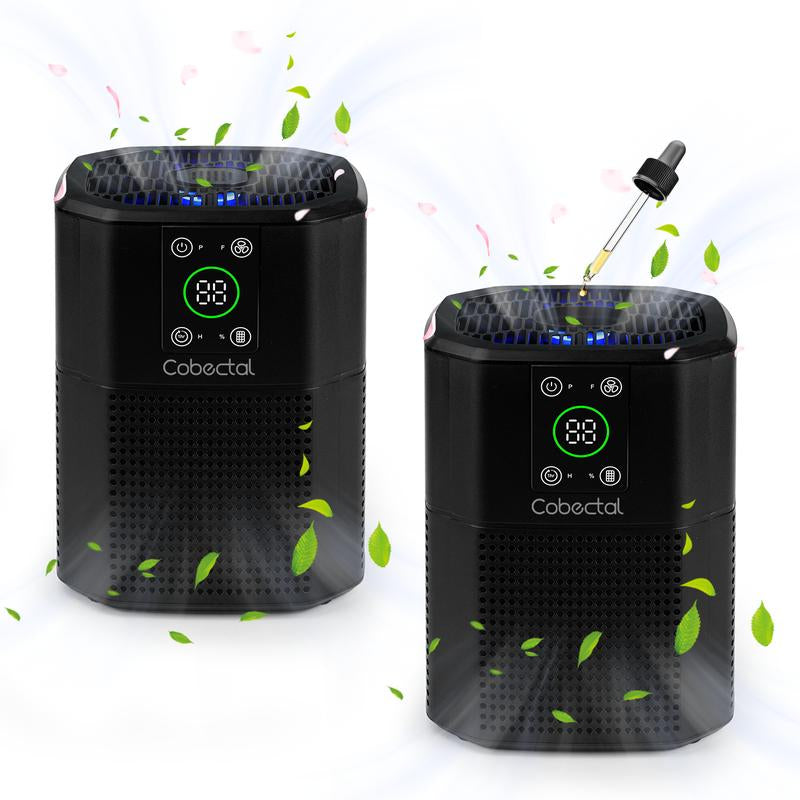 Cobectal Pureserene HEPA Air Purifier Kit (2-Pack), Medical Grade Filtration with H13 True HEPA Filter, Effective Indoor Air Purifier, Black, Activated Carbon Removes Odors, Secondhand Smoke, Germs