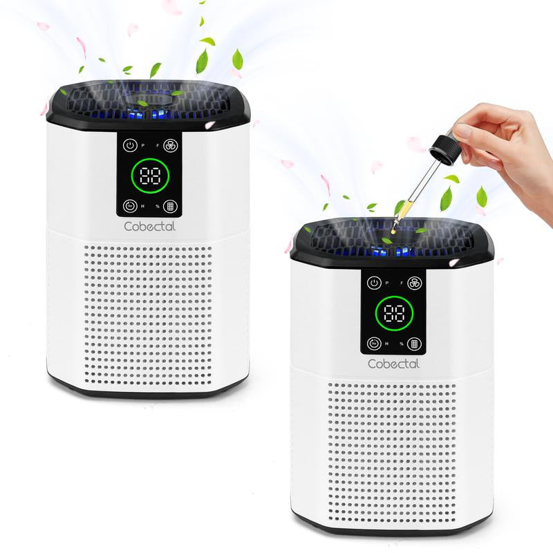 Cobectal Pureserene HEPA Air Purifier Kit (2-Pack), Medical Grade Filtration with H13 True HEPA Filter, Effective Indoor Air Purifier, Black, Activated Carbon Removes Odors, Secondhand Smoke, Germs