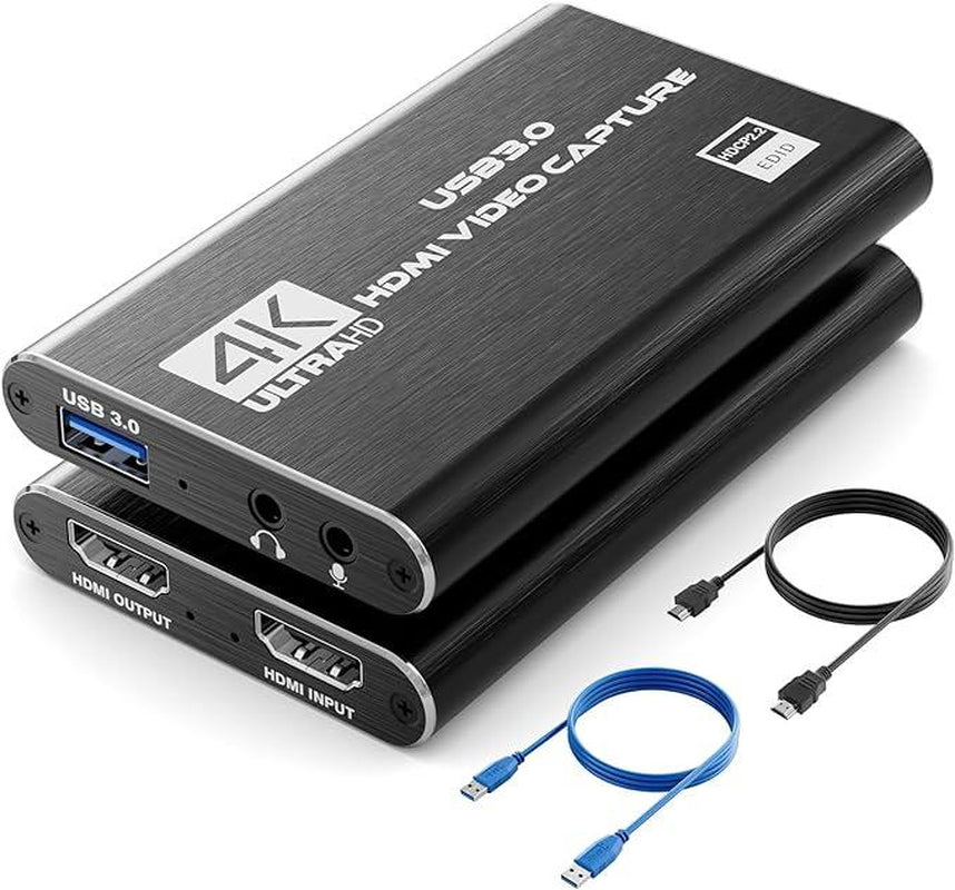 4K HDMI Video Capture Card – USB Recording & Streaming, Compatible with Nintendo Switch, PS5, Xbox, PC & Mac, Compact Portable