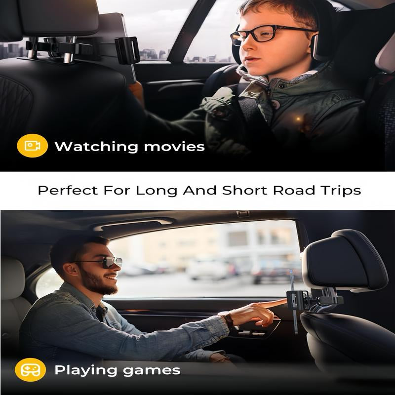 LISEN Tablet Holder for Car Headrest, Back Seat Mount for Ipad, Fits 4.7-12.9" Devices, Foldable, Easy Installation, Travel Accessory Stand Smartphone