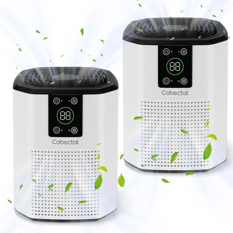 Cobectal Pureserene HEPA Air Purifier Kit (2-Pack), Medical Grade Filtration with H13 True HEPA Filter, Effective Indoor Air Purifier, Black, Activated Carbon Removes Odors, Secondhand Smoke, Germs